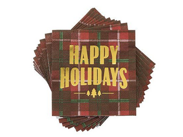 Plaid Happy Holidays Napkins